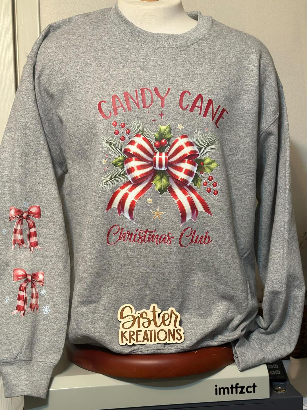 Candy Cane Christmas Club Bow Sweatshirt