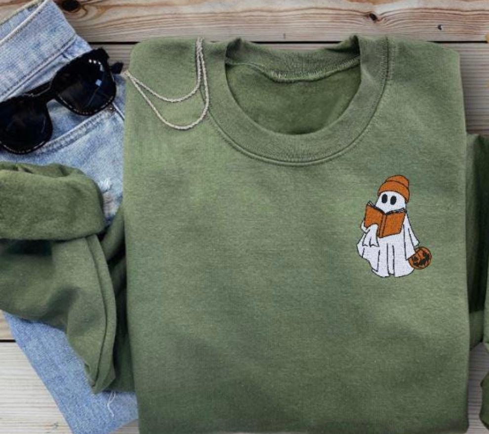 Ghost Book Military Green Sweatshirt