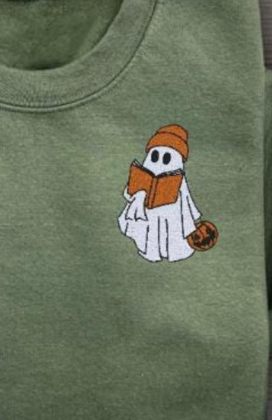 Ghost Book Military Green Sweatshirt