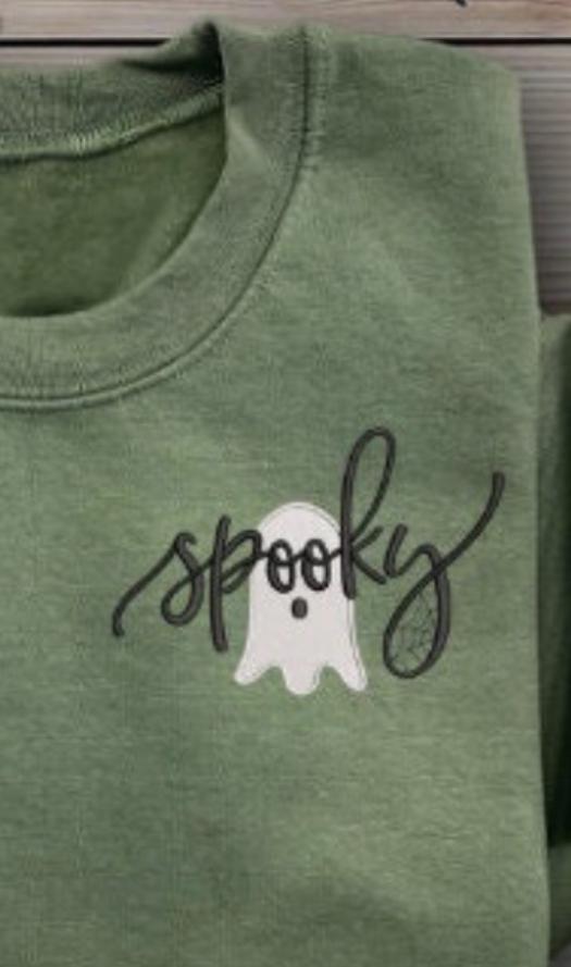 Spooky Ghost Military Green Sweatshirt