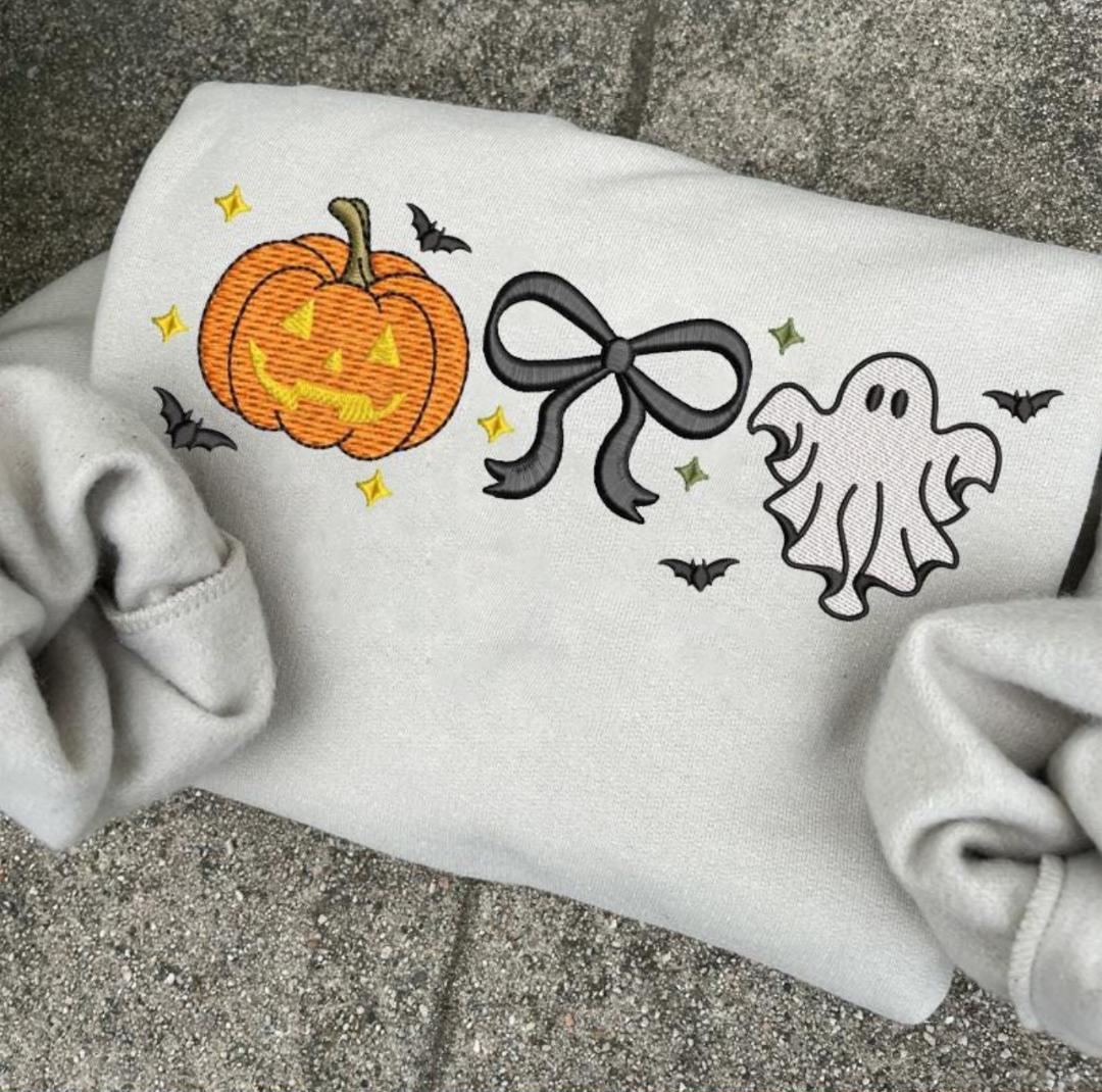 Pumpkin Bow Ghost Sweatshirt