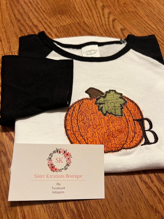 Pumpkin Boy Initial Raglan Shirt