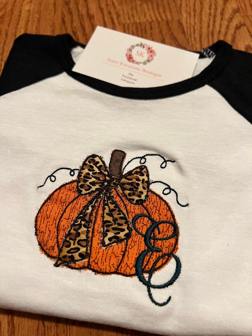 Pumpkin Girl Initial Raglan Shirt