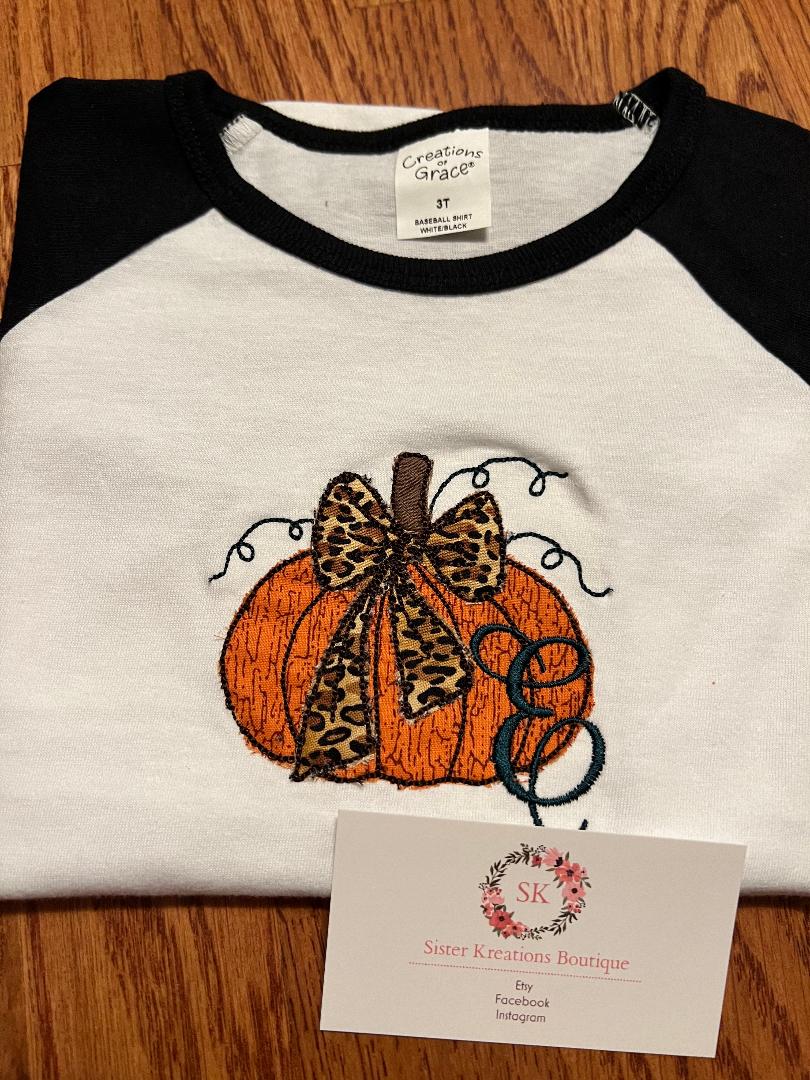 Pumpkin Girl Initial Raglan Shirt