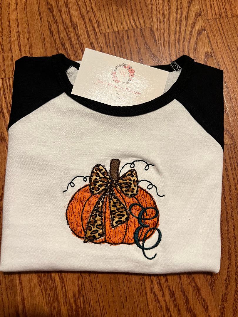 Pumpkin Girl Initial Raglan Shirt