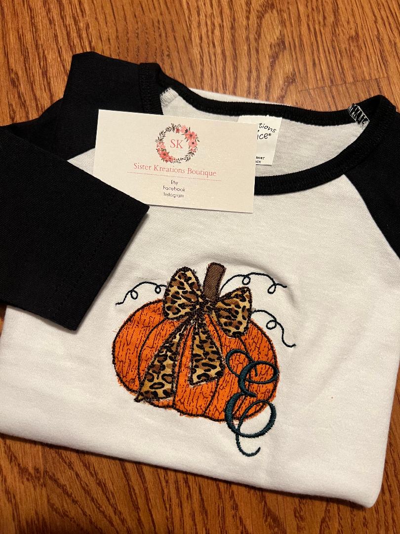 Pumpkin Girl Initial Raglan Shirt