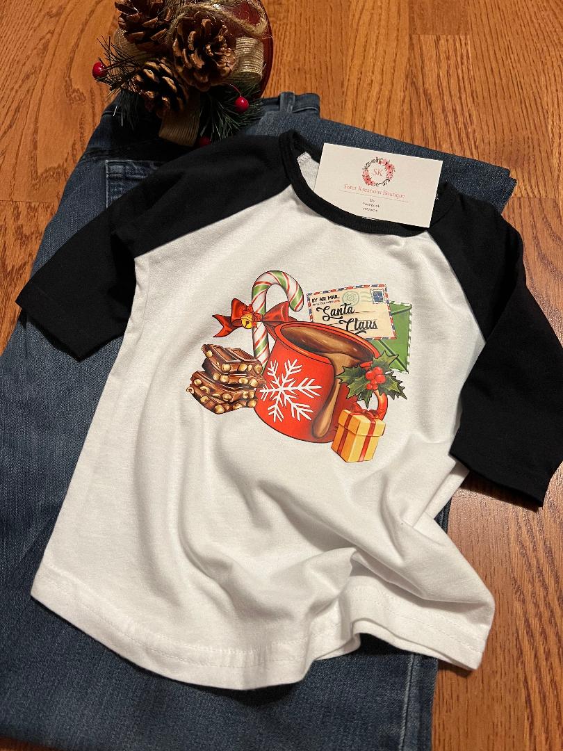 Santa Claus Hot Chocolate Cup Raglan Shirt