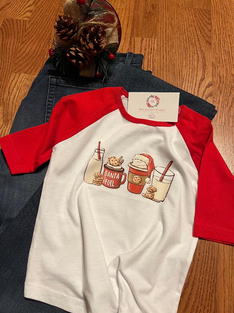 Santa Drinks Raglan Shirt