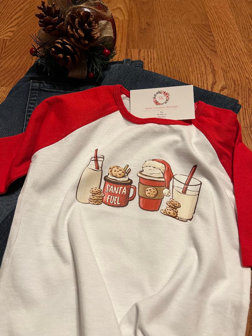 Santa Drinks Raglan Shirt