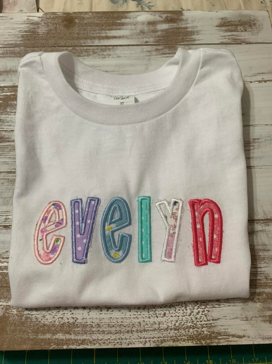 Mulit Colored Child's Name Shirt Personalized